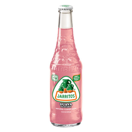 Authentic guava flavored carbonated soda type beverage of Mexican origin. Refreshing and bubbly with 100% natural sugar.