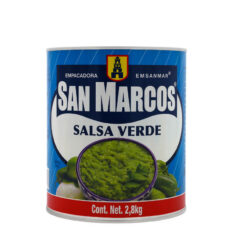 San Marcos salsa verde is made of green tomatillos, jalapenos, cilantro and spices. A perfect addition to heat up your meal.